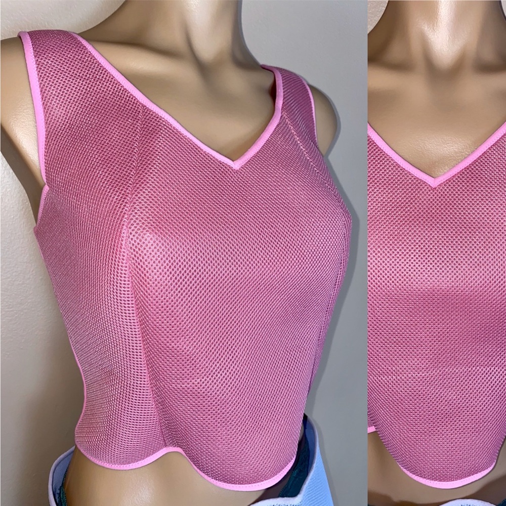 La Perla Swim Mesh Scuba Crop Top Fitted size 46 S-M Y2K vintage pink coquette
